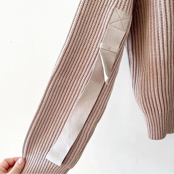 Pistola Taylor Ribbed Cropped Sweater Women’s Size M Tabbed Sleeves Blushing - Picture 7 of 10